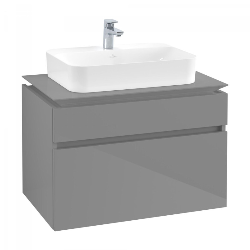 Тумба під раковину Villeroy & Boch Legato 80х55 см МДФ/ДСП глянсовий сірий B75400FP