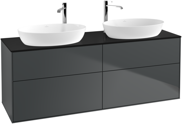 Тумба под раковину Villeroy & Boch Finion 160х50,1 см МДФ темно-синий матовый лак/стекло черное матовое F96200HG