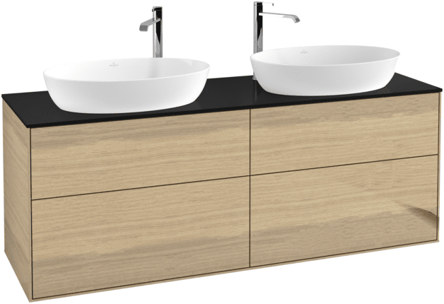 Тумба под раковину Villeroy & Boch Finion 160х50,1 см МДФ шпон дуба/стекло черное матовое F96200PC