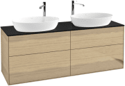 Тумба под раковину Villeroy & Boch Finion 160х50,1 см МДФ шпон дуба/стекло черное матовое F96200PC