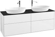 Тумба під раковину Villeroy & Boch Finion 160х50,1 см з підсвічуванням МДФ білий глянцевий лак/скло чорне матове G96200GF