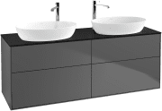 Тумба под раковину Villeroy & Boch Finion 160х50,1 см с подсветкой МДФ антрацит матовый лак/стекло черное матовое G96200GK