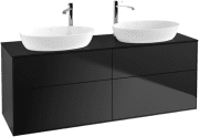 Тумба під раковину Villeroy & Boch Finion 160х50,1 см із підсвічуванням МДФ чорний матовий лак/скло чорне матове G96200PD