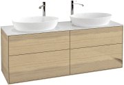 Тумба під раковину Villeroy & Boch Finion 160х50,1 см з підсвічуванням МДФ шпон дуба/скло біле матове G96100PC