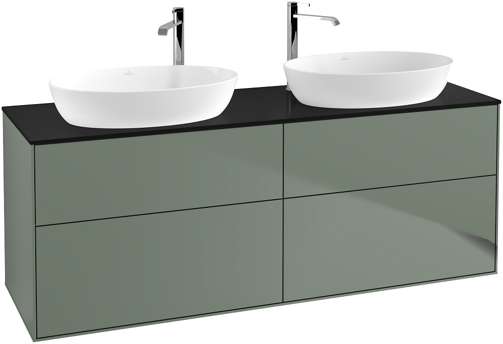 Тумба под раковину Villeroy & Boch Finion 160х50,1 см с подсветкой МДФ оливковый матовый лак/стекло черное матовое G96200GM