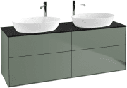 Тумба под раковину Villeroy & Boch Finion 160х50,1 см с подсветкой МДФ оливковый матовый лак/стекло черное матовое G96200GM