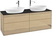 Тумба під раковину Villeroy & Boch Finion 160х50,1 см із підсвічуванням МДФ шпон дуба/скло чорне матове G96200PC