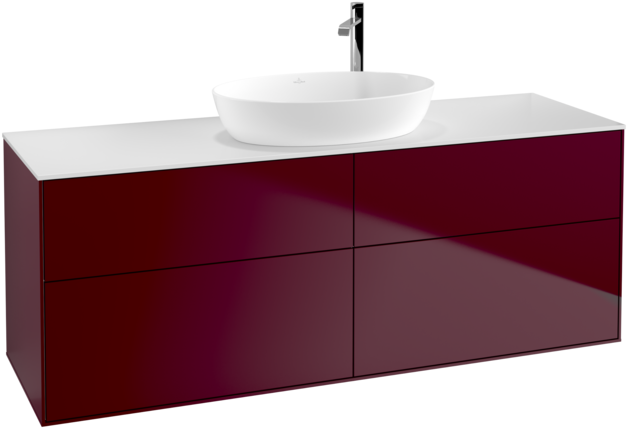 Тумба под раковину Villeroy & Boch Finion 160х50,1 см МДФ пион матовый лак/стекло белое матовое F97100HB