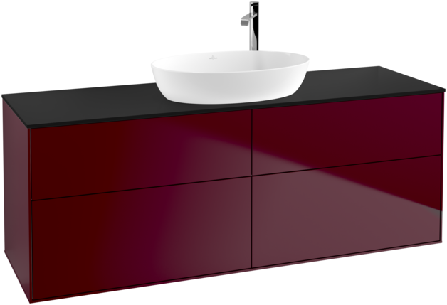 Тумба под раковину Villeroy & Boch Finion 160х50,1 см МДФ пион матовый лак/стекло черное матовое F97200HB