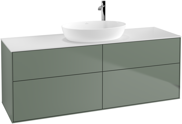 Тумба под раковину Villeroy & Boch Finion 160х50,1 см МДФ оливковый матовый лак/стекло белое матовое F97100GM