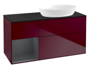 Тумба под раковину Villeroy & Boch Finion 120х50,1 см с подсветкой МДФ пион матовый лак/стекло черное матовое GA42HGHB