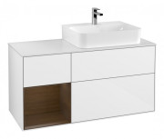 Тумба под раковину Villeroy & Boch Finion 120х50,1 см с подсветкой МДФ глянцевый белый лак/стекло белое матовое F141GNGF