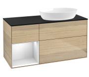 Тумба под раковину Villeroy & Boch Finion 120х50,1 см с подсветкой МДФ шпон дуба/стекло черное матовое GA42MTPC