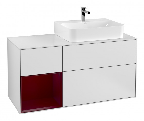 Тумба под раковину Villeroy & Boch Finion 120х50,1 см с подсветкой МДФ белый матовый лак/стекло белое матовое F141HBMT