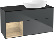 Тумба под раковину Villeroy & Boch Finion 120х50,1 см с подсветкой МДФ темно-синий матовый лак/стекло черное матовое GA42PCHG