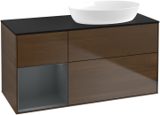 Тумба под раковину Villeroy & Boch Finion 120х50,1 см с подсветкой МДФ шпон грецкого ореха/стекло черное матовое GA42HGGN