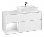 Тумба под раковину Villeroy & Boch Finion 120х50,1 см с подсветкой МДФ глянцевый белый лак/стекло белое матовое F141GFGF