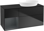 Тумба під раковину Villeroy & Boch Finion 120х50,1 см з підсвічуванням МДФ чорний матовий лак/скло чорне матове GA42HGPD