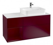 Тумба под раковину Villeroy & Boch Finion 120х50,1 см с подсветкой МДФ пион матовый лак/стекло белое матовое F141HBHB