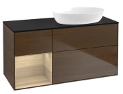 Тумба під раковину Villeroy & Boch Finion 120х50,1 см з підсвічуванням МДФ шпон волоського горіха/скло чорне матове GA42PCGN