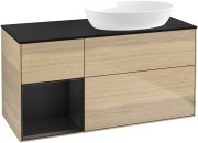 Тумба под раковину Villeroy & Boch Finion 120х50,1 см с подсветкой МДФ шпон дуба/стекло черное матовое GA42PDPC