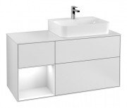 Тумба під раковину Villeroy & Boch Finion 120х50,1 см із підсвічуванням МДФ білий матовий лак/скло біле матове F141GFMT