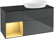 Тумба под раковину Villeroy & Boch Finion 120х50,1 см с подсветкой МДФ темно-синий матовый лак/стекло черное матовое GA42HFHG
