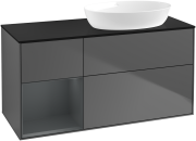 Тумба під раковину Villeroy & Boch Finion 120х50,1 см з підсвічуванням антрацит матовий лак/скло чорне матове GA42HGGK