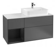 Тумба під раковину Villeroy & Boch Finion 120х50,1 см із підсвічуванням МДФ антрацит матовий лак/скло біле матове F141PDGK