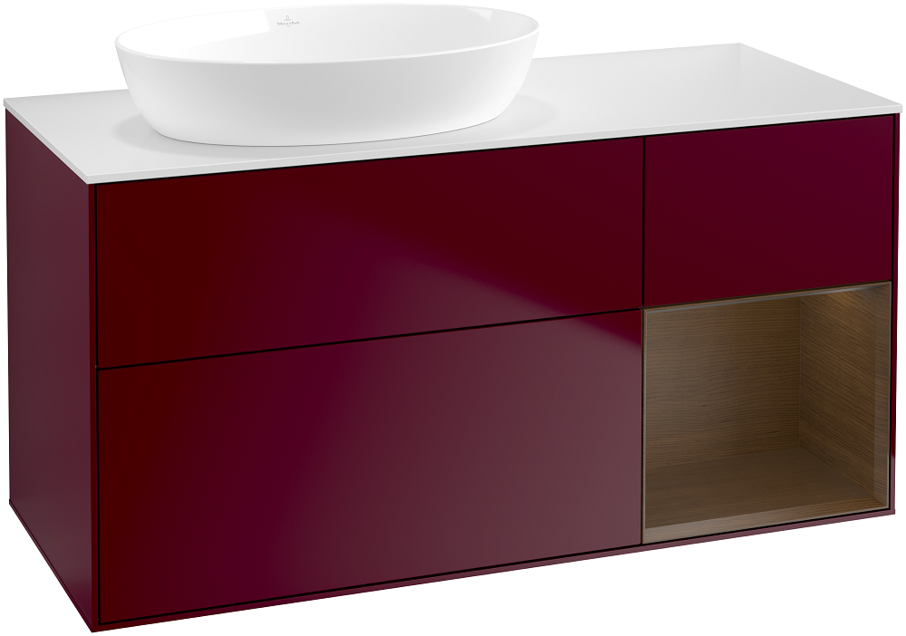 Тумба под раковину Villeroy & Boch Finion 120х50,1 см с подсветкой МДФ пион матовый лак/стекло белое матовое GA51GNHB