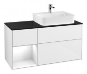 Тумба под раковину Villeroy & Boch Finion 120х50,1 см с подсветкой МДФ глянцевый белый лак/стекло черное матовое F142GFGF