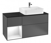 Тумба под раковину Villeroy & Boch Finion 120х50,1 см с подсветкой МДФ антрацит матовый лак/стекло черное матовое F142GFGK