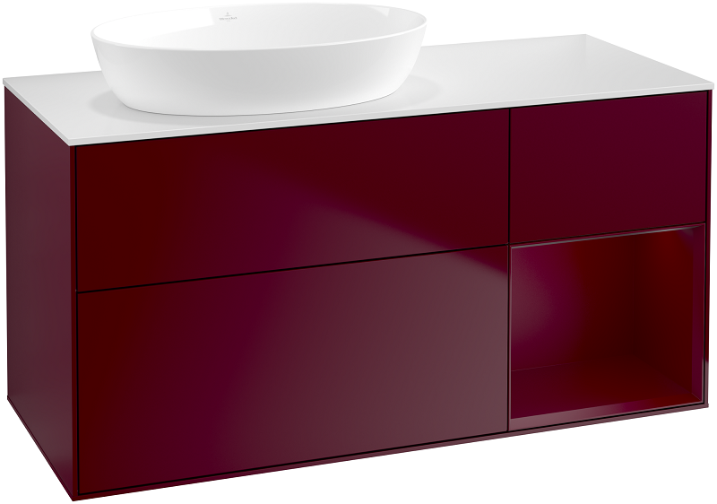 Тумба под раковину Villeroy & Boch Finion 120х50,1 см с подсветкой МДФ пион матовый лак/стекло белое матовое GA51HBHB