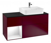 Тумба под раковину Villeroy & Boch Finion 120х50,1 см с подсветкой МДФ пион матовый лак/стекло черное матовое F142GFHB