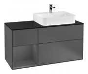 Тумба под раковину Villeroy & Boch Finion 120х50,1 см с подсветкой МДФ антрацит матовый лак/стекло черное матовое F142GKGK