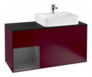 Тумба под раковину Villeroy & Boch Finion 120х50,1 см с подсветкой МДФ пион матовый лак/стекло черное матовое F142GKHB