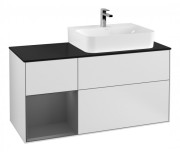 Тумба под раковину Villeroy & Boch Finion 120х50,1 см с подсветкой МДФ белый матовый лак/стекло черное матовое F142GKMT