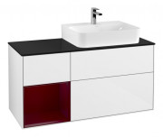 Тумба под раковину Villeroy & Boch Finion 120х50,1 см с подсветкой МДФ глянцевый белый лак/стекло черное матовое F142HBGF