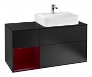 Тумба под раковину Villeroy & Boch Finion 120х50,1 см с подсветкой МДФ черный матовый лак/стекло черное матовое F142HBPD