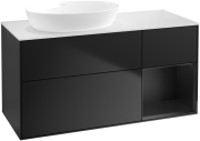 Тумба под раковину Villeroy & Boch Finion 120х50,1 см с подсветкой МДФ черный матовый лак/стекло белое матовое GA51PDPD