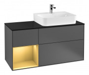 Тумба под раковину Villeroy & Boch Finion 120х50,1 см с подсветкой МДФ антрацит матовый лак/стекло черное матовое F142HFGK