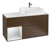 Тумба под раковину Villeroy & Boch Finion 120х50,1 см с подсветкой МДФ шпон грецкого ореха/стекло белое матовое F141MTGN