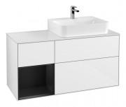 Тумба під раковину Villeroy & Boch Finion 120х50,1 см із підсвічуванням МДФ білий глянцевий лак/скло біле матове F141PDGF