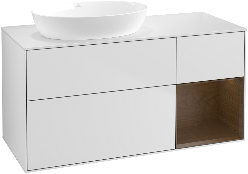 Тумба под раковину Villeroy & Boch Finion 120х50,1 см с подсветкой МДФ белый матовый лак/стекло белое матовое GA51GNMT