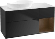 Тумба под раковину Villeroy & Boch Finion 120х50,1 см с подсветкой МДФ черный матовый лак/стекло белое матовое GA51GNPD