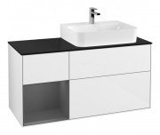 Тумба під раковину Villeroy & Boch Finion 120х50,1 см із підсвічуванням МДФ білий глянцевий лак/скло чорне матове F142GKGF