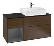 Тумба под раковину Villeroy & Boch Finion 120х50,1 см с подсветкой МДФ шпон грецкого ореха/стекло черное матовое F142GKGN