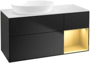 Тумба под раковину Villeroy & Boch Finion 120х50,1 см с подсветкой МДФ черный матовый лак/стекло белое матовое GA51HFPD