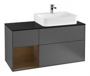 Тумба под раковину Villeroy & Boch Finion 120х50,1 см с подсветкой МДФ антрацит матовый лак/стекло черное матовое F142GNGK