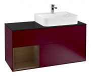 Тумба под раковину Villeroy & Boch Finion 120х50,1 см с подсветкой МДФ пион матовый лак/стекло черное матовое F142GNHB